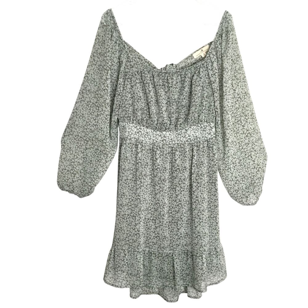 Daisy & Delilah Peasant Cottage Gausy Floral Smocked Long Sleeve Mini Dress - XL
